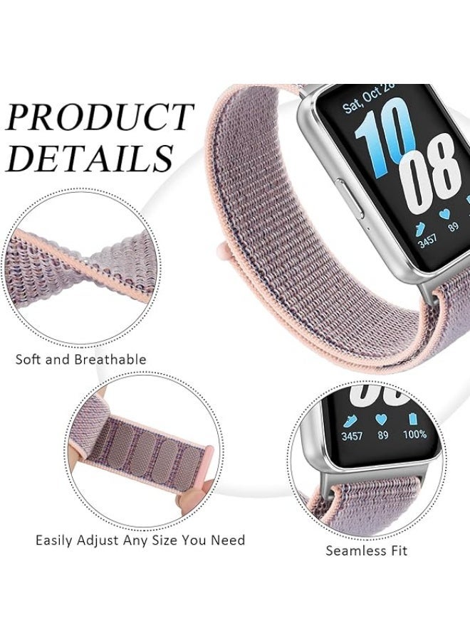 QIRG Nylon Bands for Samsung Galaxy Fit 3 Band Women Men, Soft Adjustable Replacement Watch Strap Compatible with Galaxy Fit 3 Smartwatch Accessories(pink) - Image 2