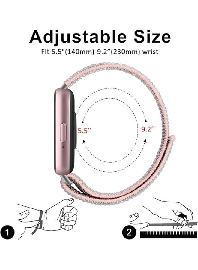 QIRG Nylon Bands for Samsung Galaxy Fit 3 Band Women Men, Soft Adjustable Replacement Watch Strap Compatible with Galaxy Fit 3 Smartwatch Accessories(pink) - Image 4