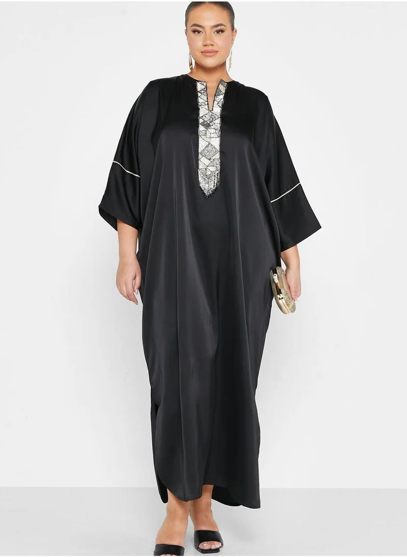 Maison Arabelle Curve Printed Wide Sleeve Jalabiya