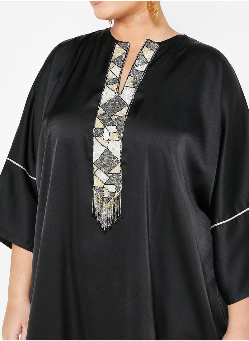Maison Arabelle Curve Printed Wide Sleeve Jalabiya  - Image 3