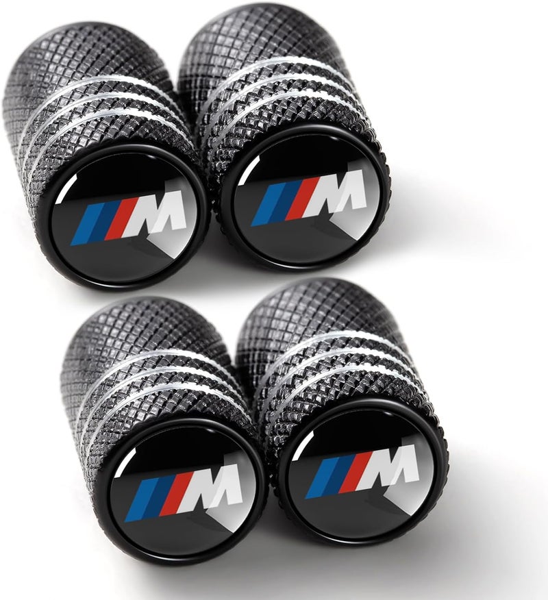 TACOMA Tire Valve Stem Cap Cover Compatible with BMW M Belt O-Ring Seal Corrosion Resistant tire Valve caps 4 Pack Black - Image 1