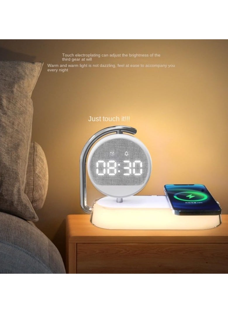 General - 15W Wireless Chargers Stand 4 In1 LED Digital Alarm Clock Fast Charging Dock Station Compatible with iPhone Xiaomi Samsung - Image 1