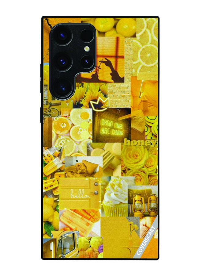 Protective Case Cover For Samsung Galaxy S22 Ultra 5G Collage Design Yellow