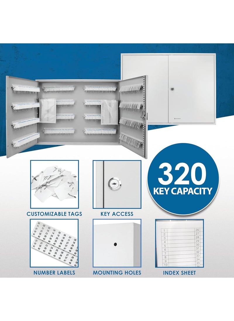 BARSKA Barska Key Lock Key Cabinet Lock Box with Numbered Hooks and Tags  320 POSITION  WHITE TAGS  - Image 5