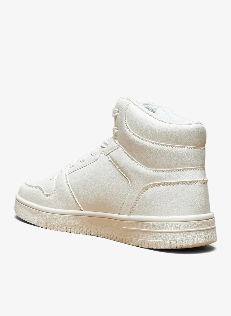 Kappa Womens Solid High Top Sneakers with Lace Up Closure