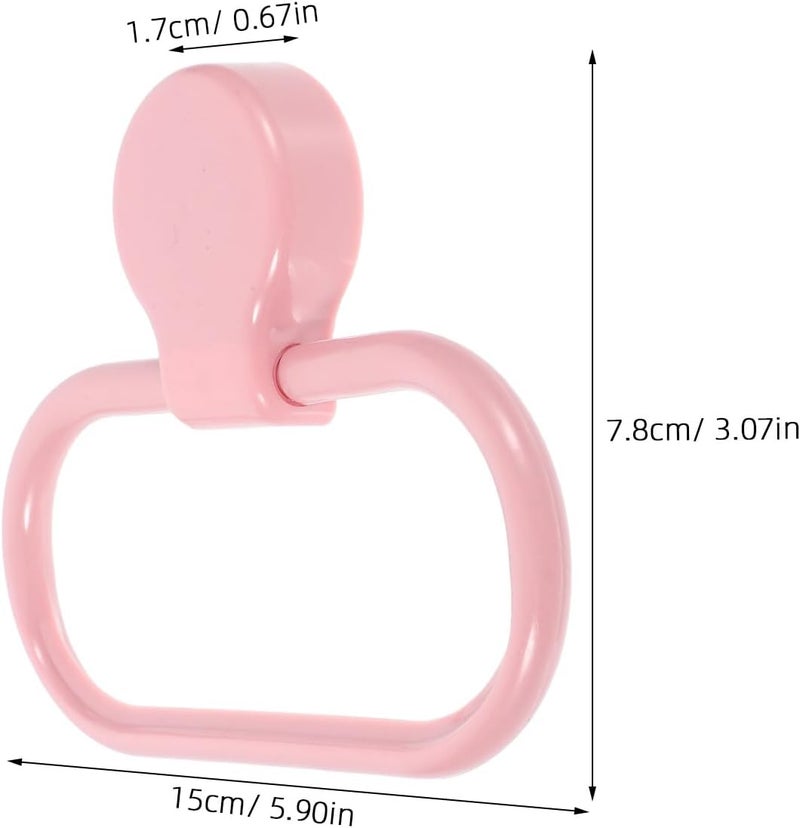 2pcs Self-Adhesive Plastic Towel Ring Set Wall-Mount Hand Towel Holder for Bathroom and Kitchen in White and Pink - Image 2