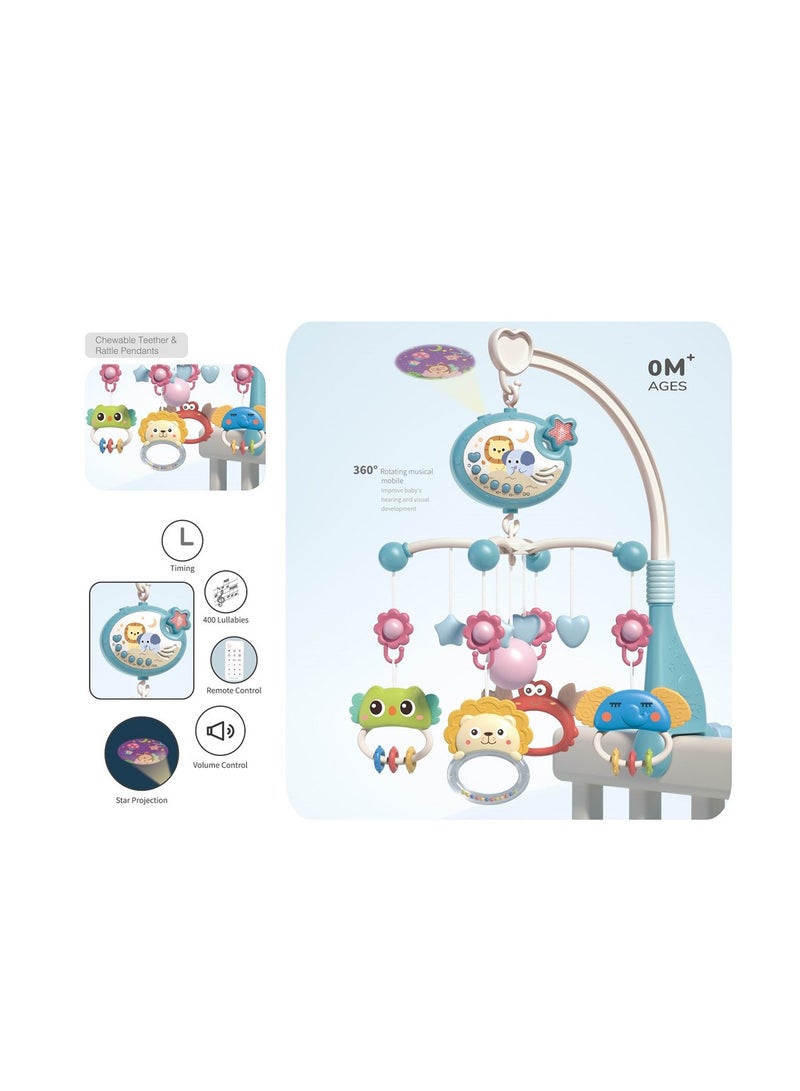 Bibi-inn Musical Baby Crib Mobile Toy With Lights And Music Star Projector Function And Cartoon Rattles Musical Box With Melodies Toy For Newborn Sleep - Image 1