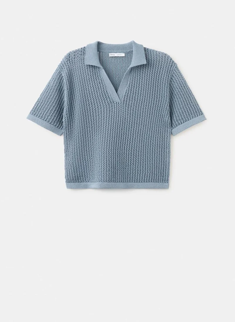 MANGO  Openwork knitted polo-neck sweater for Women | Best Price UAE
