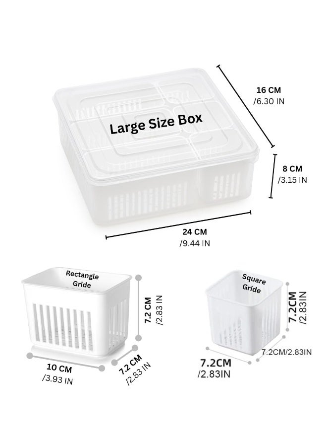 HomeWiz Fridge Storage Containers Large 6-Grid | Air Tight Storage Container Set | Fridge Organiser Storage Boxes | Food Grade BPA-Free Plastic Containers |Stackable & Transparent|Removable Mini Boxes - Image 4