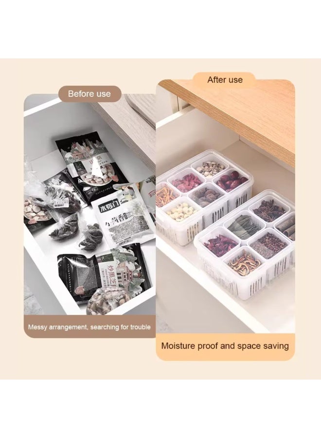 HomeWiz Fridge Storage Containers Large 6-Grid | Air Tight Storage Container Set | Fridge Organiser Storage Boxes | Food Grade BPA-Free Plastic Containers |Stackable & Transparent|Removable Mini Boxes - Image 3