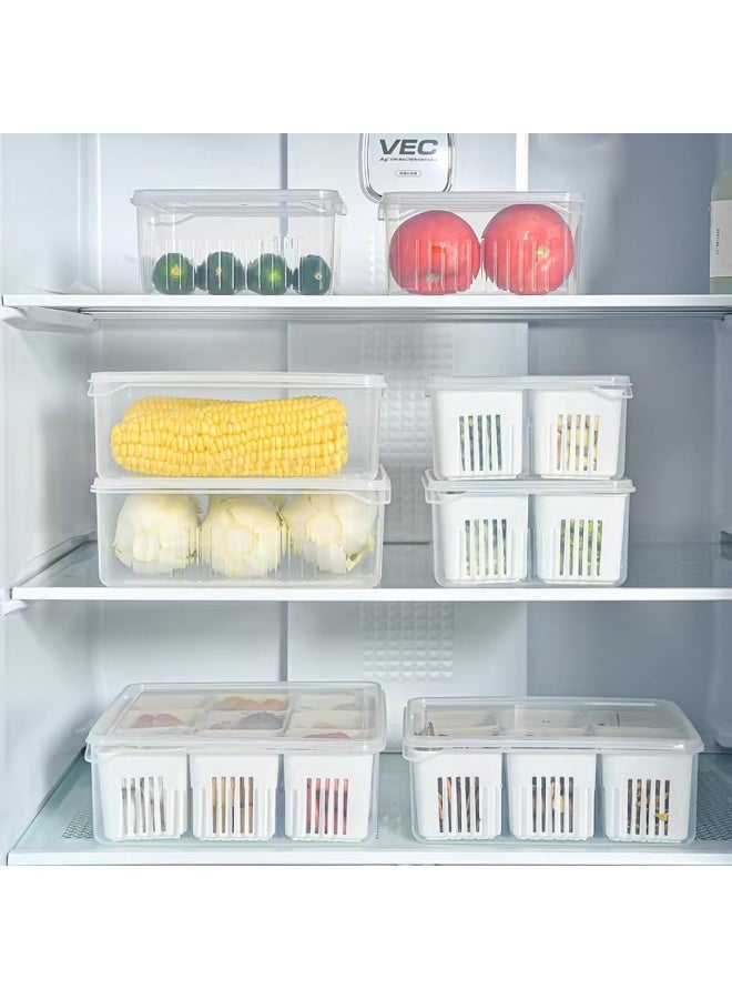 HomeWiz Fridge Storage Containers Large 6-Grid | Air Tight Storage Container Set | Fridge Organiser Storage Boxes | Food Grade BPA-Free Plastic Containers |Stackable & Transparent|Removable Mini Boxes - Image 2