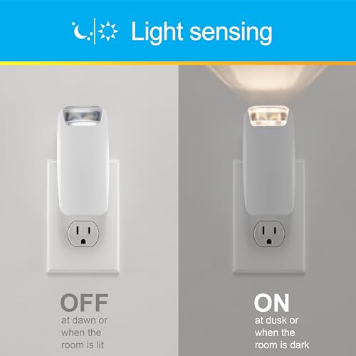 GE 4-in-1 Power Outage Plug In Night Light LED Flashlight for Dorm Room, Apartment Essentials, Battery Operated Lights Emergency Supplies, Dusk to Dawn Sensor Nightlight, 2 Pack, White 49578 - Image 2