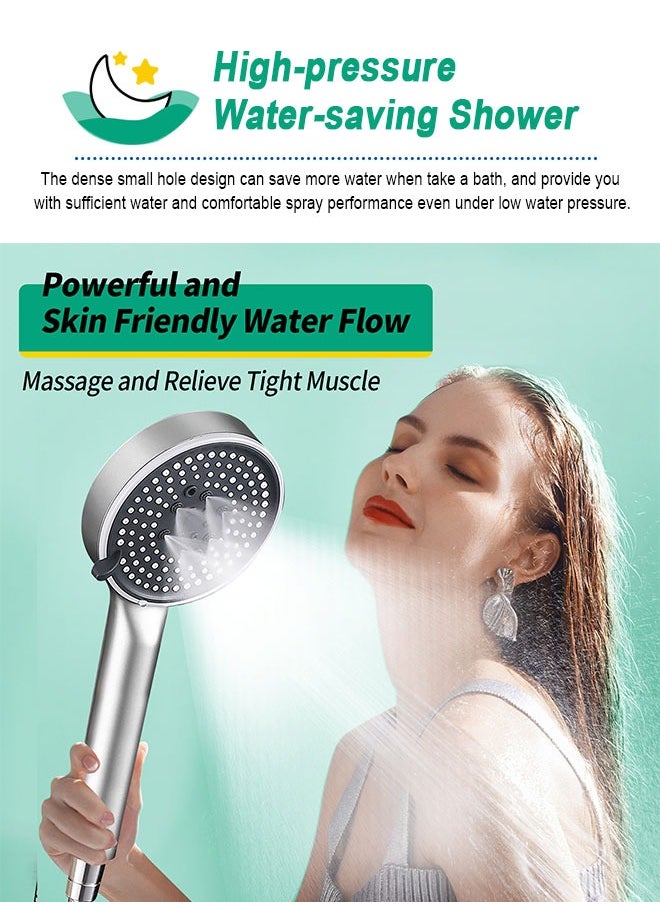 HomarKet Filtered Shower Head, High Pressure 5 Spray Mode Handheld Showerhead with Extra 59" Long Hose and Adjustable Bracket Holderfor Hard Water - Remove Chlorine - Reduces Dry Itchy Skin, Silver  - Image 3