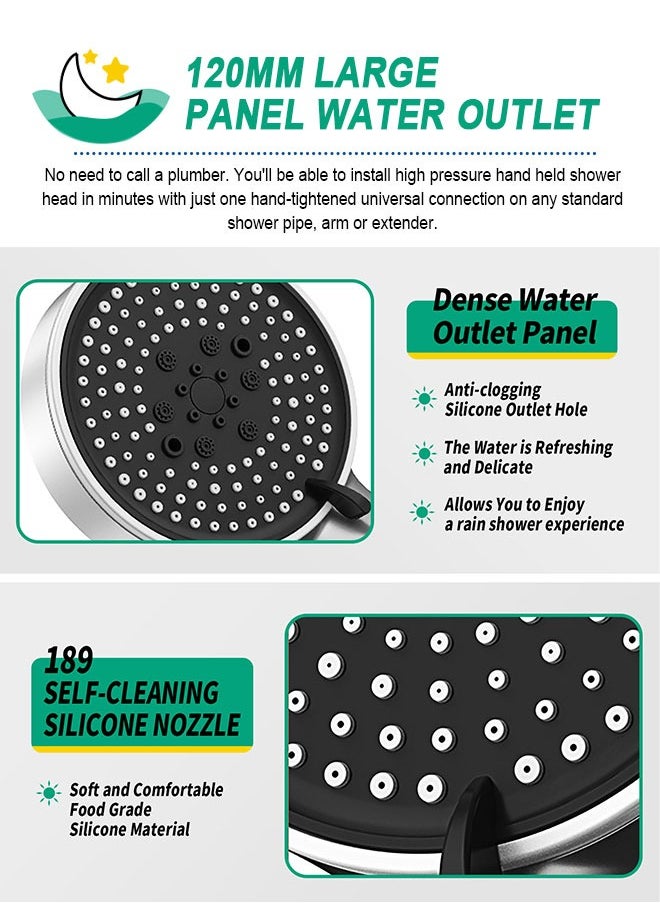 HomarKet Filtered Shower Head, High Pressure 5 Spray Mode Handheld Showerhead with Extra 59" Long Hose and Adjustable Bracket Holderfor Hard Water - Remove Chlorine - Reduces Dry Itchy Skin, Silver  - Image 4