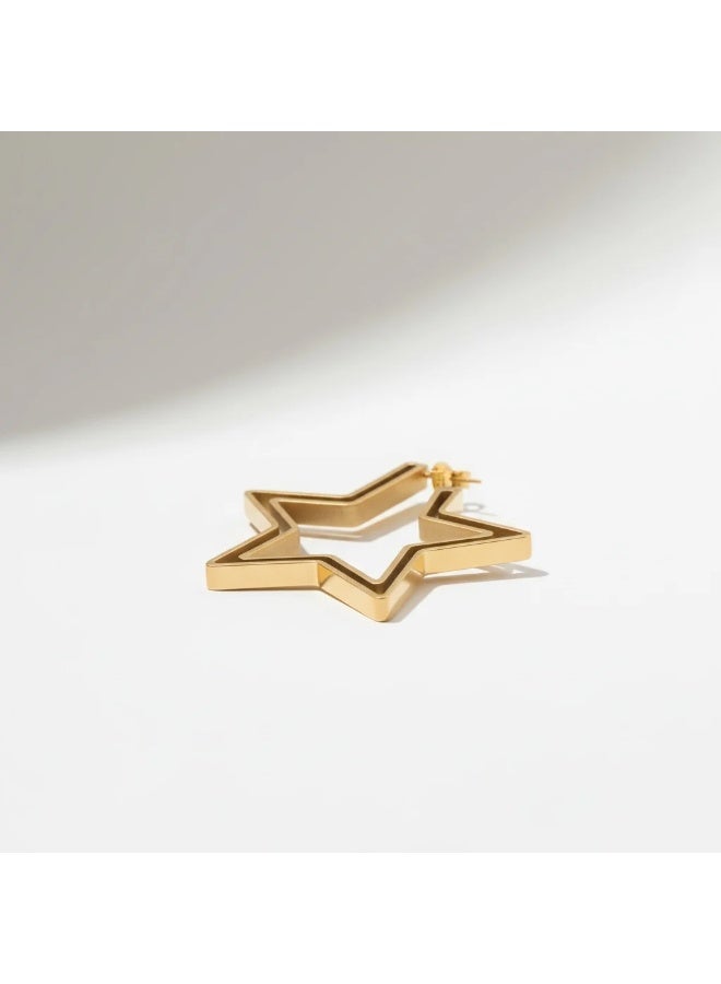 Bariq Double-Framed Celestial Star Hoops - Tarnish Free - Image 3