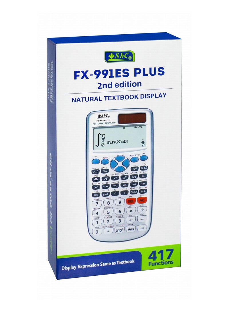 SBC FX-991ES Plus Scientific Calculator With 417 Functions Grey - Image 1