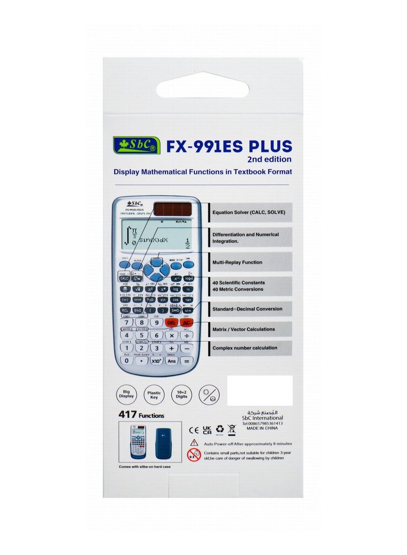 SBC FX-991ES Plus Scientific Calculator With 417 Functions Grey - Image 2