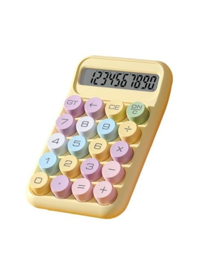 Generic Generic 10 Digit LCD Display Mechanical Button Calculator, Scientific Calculator for Exams, Accounting Tasks, Easy to Carry, Designed for Students with Mechanical Keyboard (Yellow) - Image 3