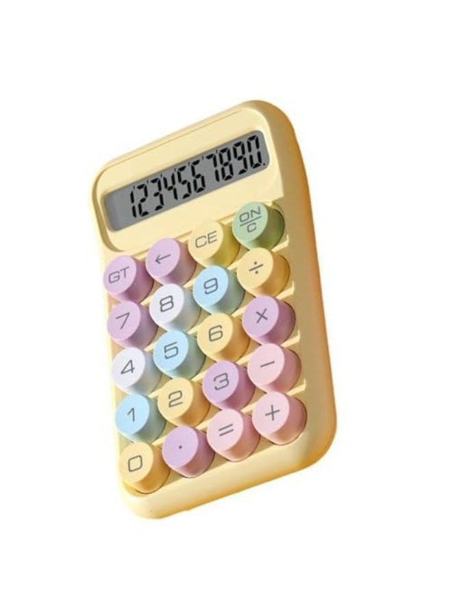 Generic Generic 10 Digit LCD Display Mechanical Button Calculator, Scientific Calculator for Exams, Accounting Tasks, Easy to Carry, Designed for Students with Mechanical Keyboard (Yellow) - Image 1