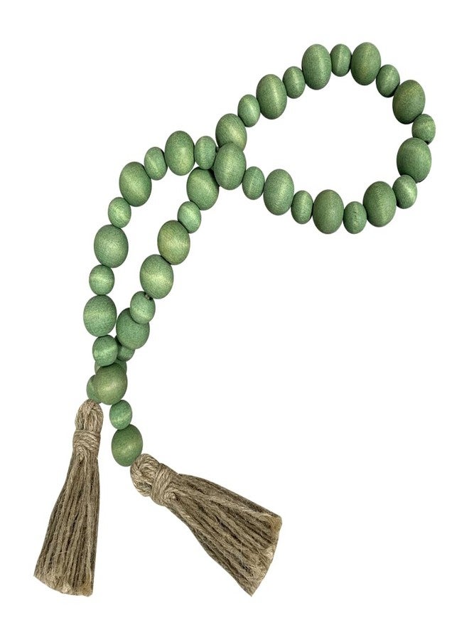 جي شلو سلسلة خرز خشبية ريفية بطول 80 سم مع شرابات، زينة معلقة بوهيمية، خرز جداري ريفي، خرز صينية متعددة الطبقات، زينة طاولة عتيقة، لون أخضر فاتح
