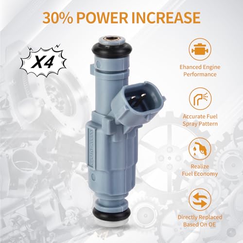 AISHAN 4PCS Fuel Injectors 4 Holes Compatible with Hyundai Sonata 08-13 Tucson 10-13 Santa Fe 10-12, for Kia Forte 10-13 Optima 09-13 Rondo Sorento Sportage 2011-2013 L4 2.4L Replace# 353102G300 - Image 3