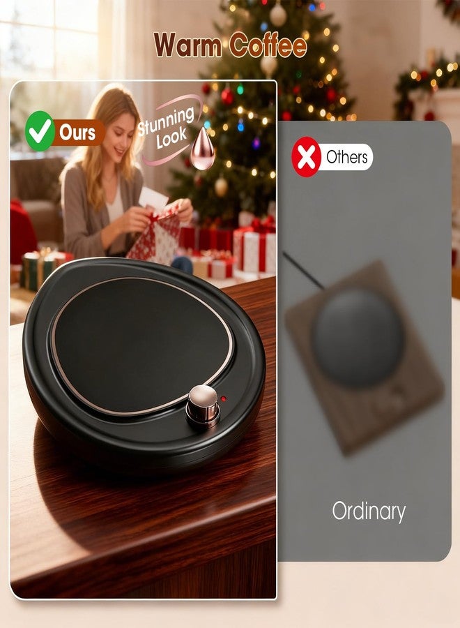MQUPIN Coffee Mug Warmer - Large Candle Warmer Plate, 2-Temp Setting (131℉ & 113℉) & Fast Heating, Elegant Desk Warmer for Coffee/Tea/Milk/Candle, Ideal Office Home Gift (Black) - Image 3