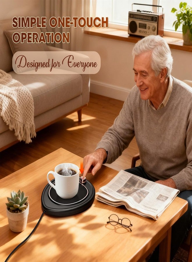 MQUPIN Coffee Mug Warmer - Large Candle Warmer Plate, 2-Temp Setting (131℉ & 113℉) & Fast Heating, Elegant Desk Warmer for Coffee/Tea/Milk/Candle, Ideal Office Home Gift (Black) - Image 5
