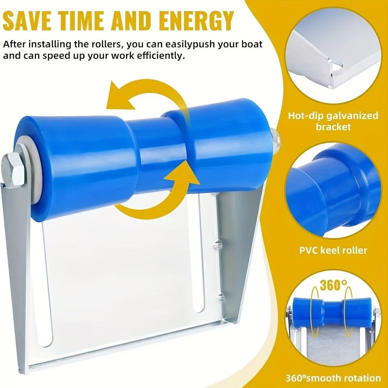 Blue 8 Inch Inflatable Boat Trailer Bottom Roller Bracket For Yacht Kayak - Image 4