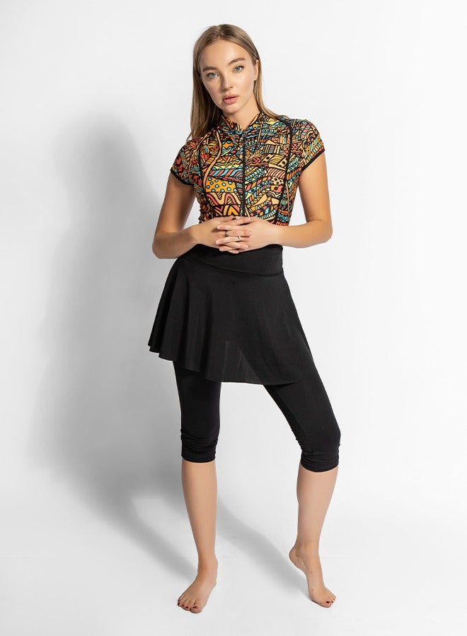 MINERVA SECRETS NUBIAN WAVES - 3 pack Full Body Tankini One Piece Swimsuit With Beach Skirt And Pants - Image 1