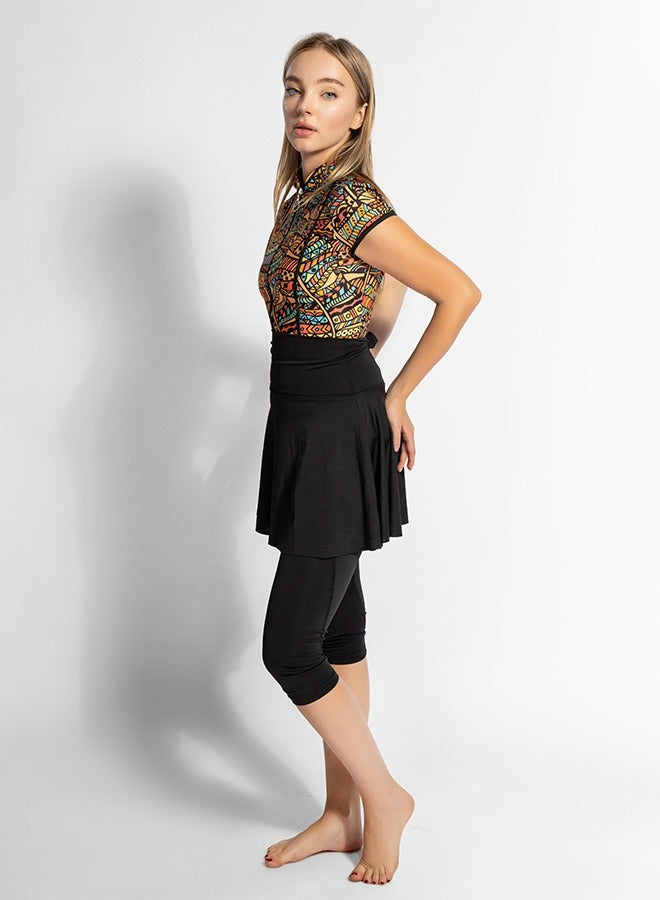 MINERVA SECRETS NUBIAN WAVES - 3 pack Full Body Tankini One Piece Swimsuit With Beach Skirt And Pants - Image 2