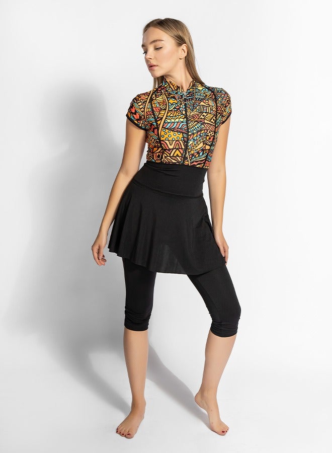 MINERVA SECRETS NUBIAN WAVES - 3 pack Full Body Tankini One Piece Swimsuit With Beach Skirt And Pants - Image 3