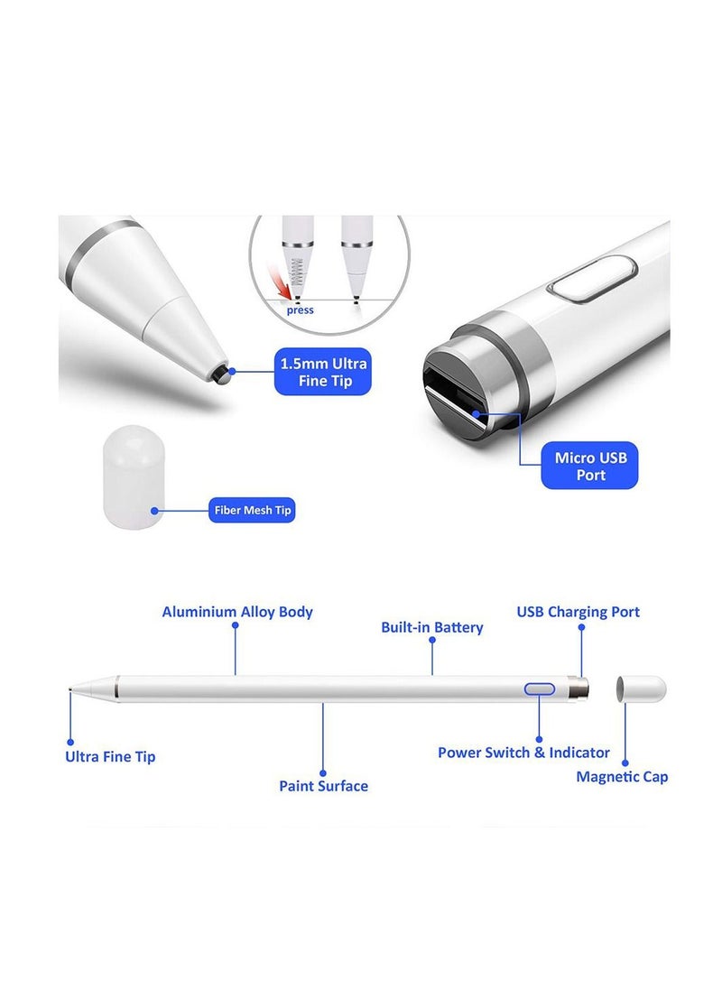 MOCOM Capacitive Digital Stylus Pen iPad Air 5 White  - Image 2