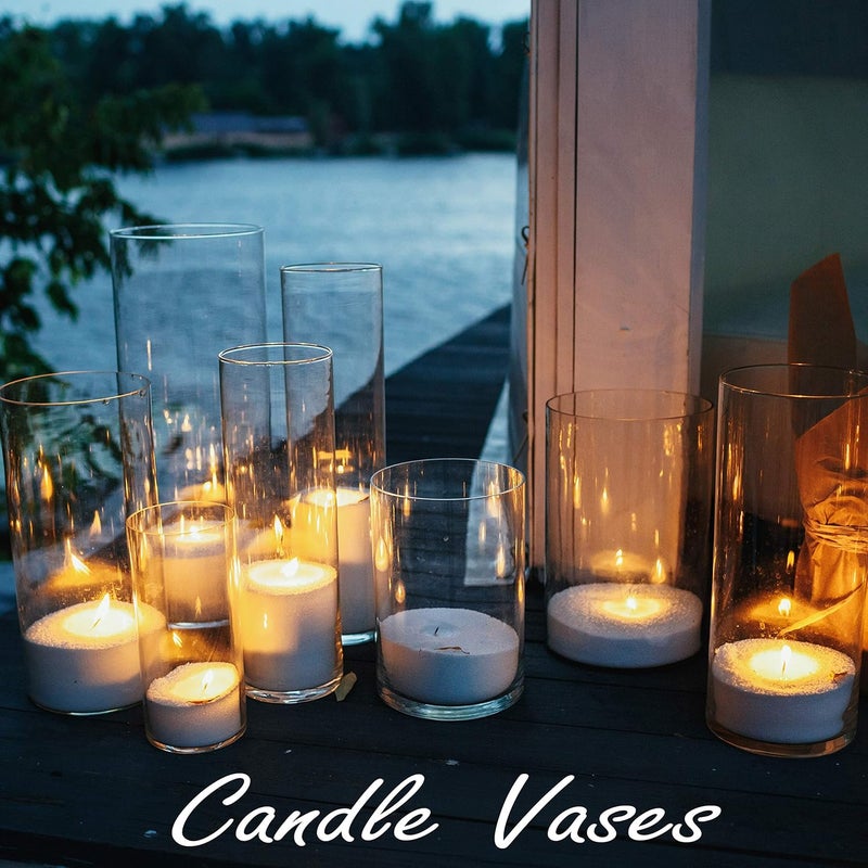 CYS EXCEL Clear Glass Cylinder Vase (H:14" D:4") | Multiple Size Choices Glass Flower Vase Centerpieces | Hurricane Floating Candle Holder Vase - Image 4