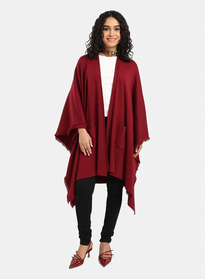 Carina Fringe Trim Poncho - Image 1