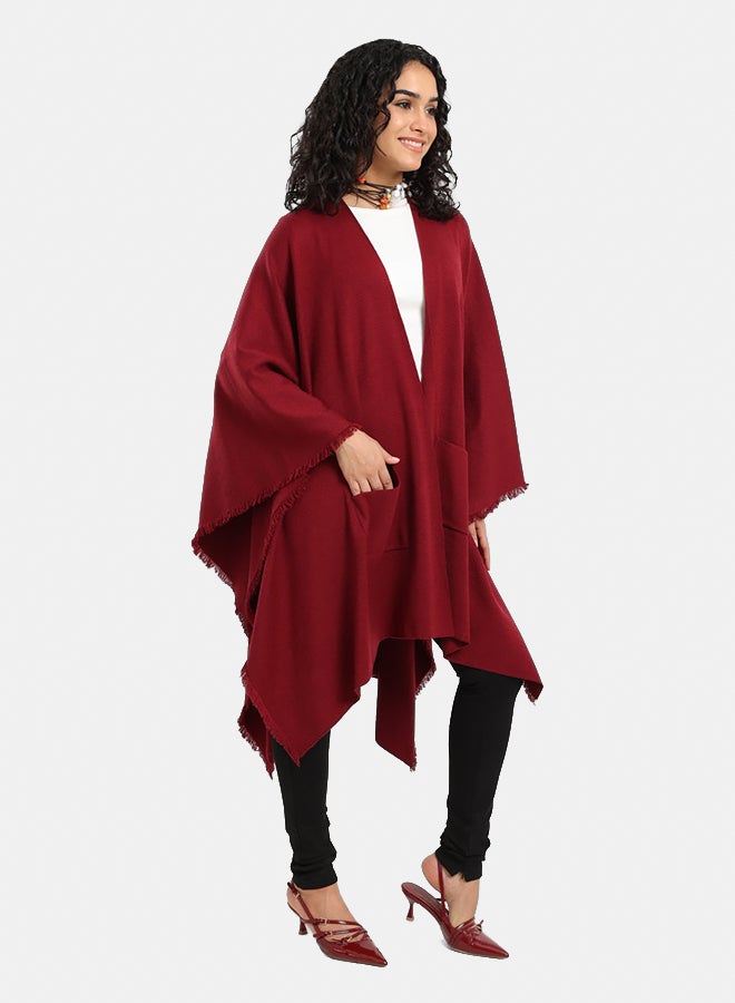 Carina Fringe Trim Poncho - Image 3