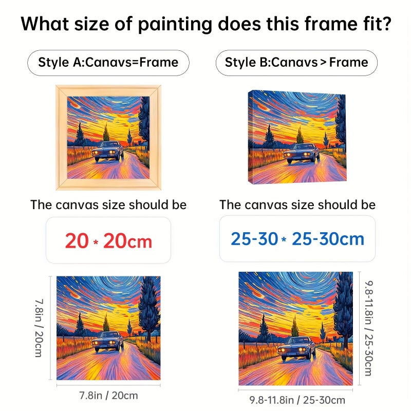 40x40cm Square Solid Wood Canvas Frame Kit with Starter Kit for Oil Painting Diamond Painting - Image 3