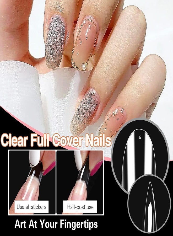 إليكتومانيا أظافر صناعية من إليكتومانيا، 500 قطعة - 10 مقاسات، أظافر صناعية شفافة وأكريليك مع علبة للصالونات وفن تزيين الأظافر المنزلي (بيضاوي طويل) - Image 3