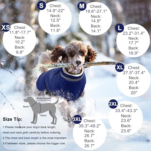 Dogcheer Dog Coat Waterproof Dog Jacket with Harness Reflective Adjustable Puppy Winter Coat with Zipper Christmas Snow Jacket Clothes for Small Medium Large Dogs Blue XS - Image 3