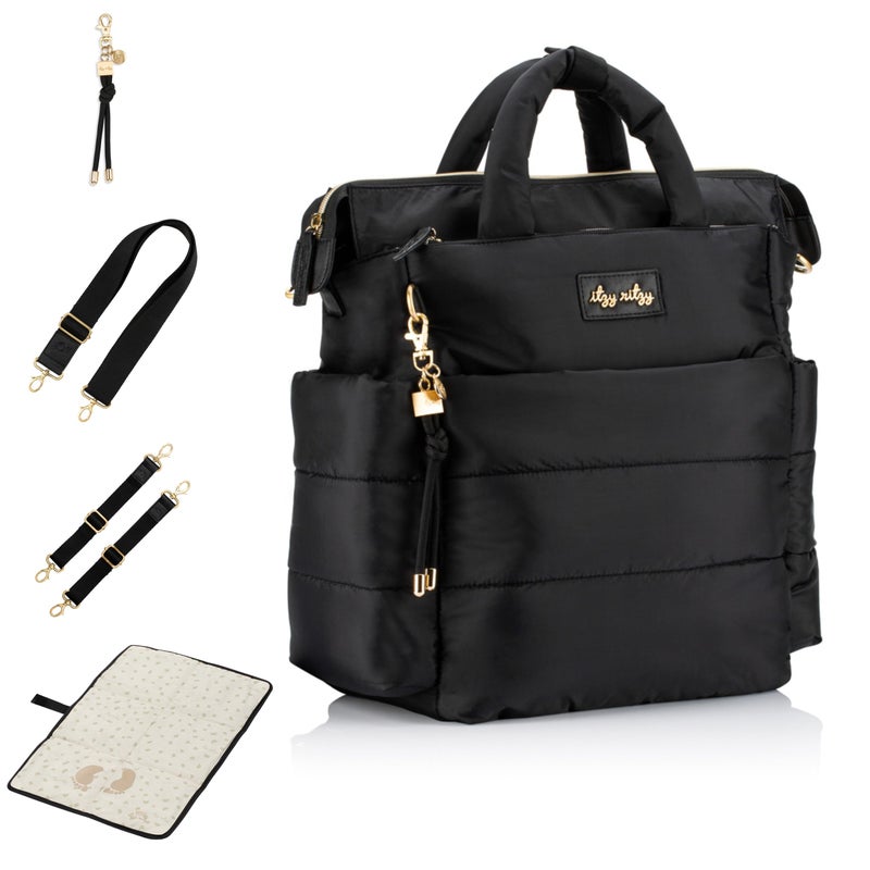 Itzy Ritzy Itzy Ritzy Dream Convertible Diaper Bag Tote Backpack Baby Diaper Bag with 14 Pockets Changing Pad More Midnight Black