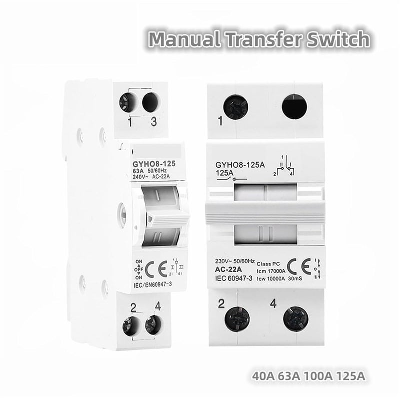 Manual Transfer Switch Circuit Breaker 1P 100A Dual Power Isolating Interlock 220V 240VAC - Image 3