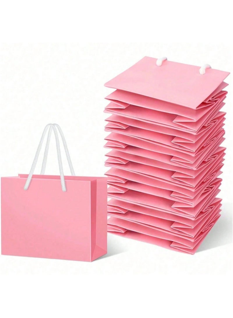 10 Kraft paper bags with handles, Kraft paper gift bags for occasions and celebrations, pink gift bags measuring 12X10X6 cm - Image 1