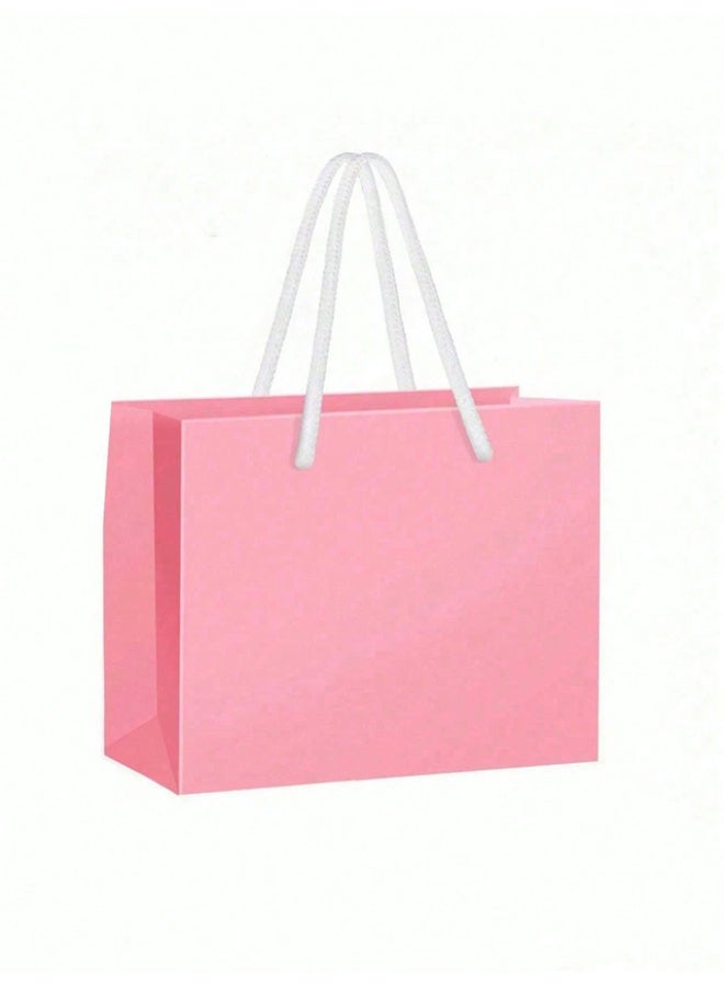 10 Kraft paper bags with handles, Kraft paper gift bags for occasions and celebrations, pink gift bags measuring 12X10X6 cm - Image 5