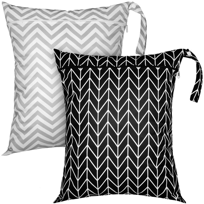 Shappy 2 Pcs Large Travel Laundry Bag Washable Waterproof Wet Dry Large Dirty Clothes Bag Bathing WorkoutStripe Style