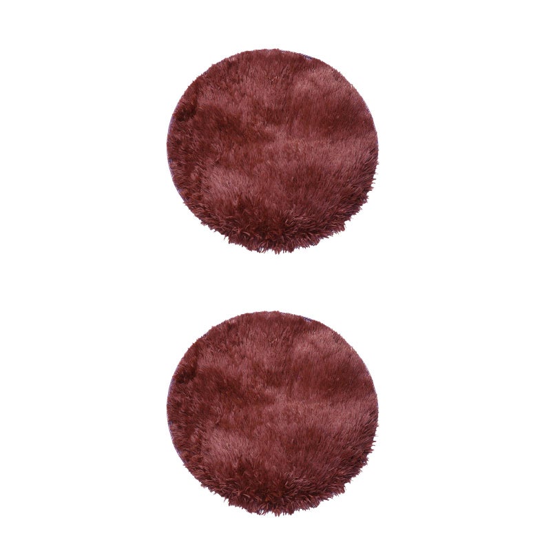 2pcs 60cm Winter Plush Warm Pet Pad Round Indoor Pet Dog Cushion Pet Supplies (Coffee) - Image 1