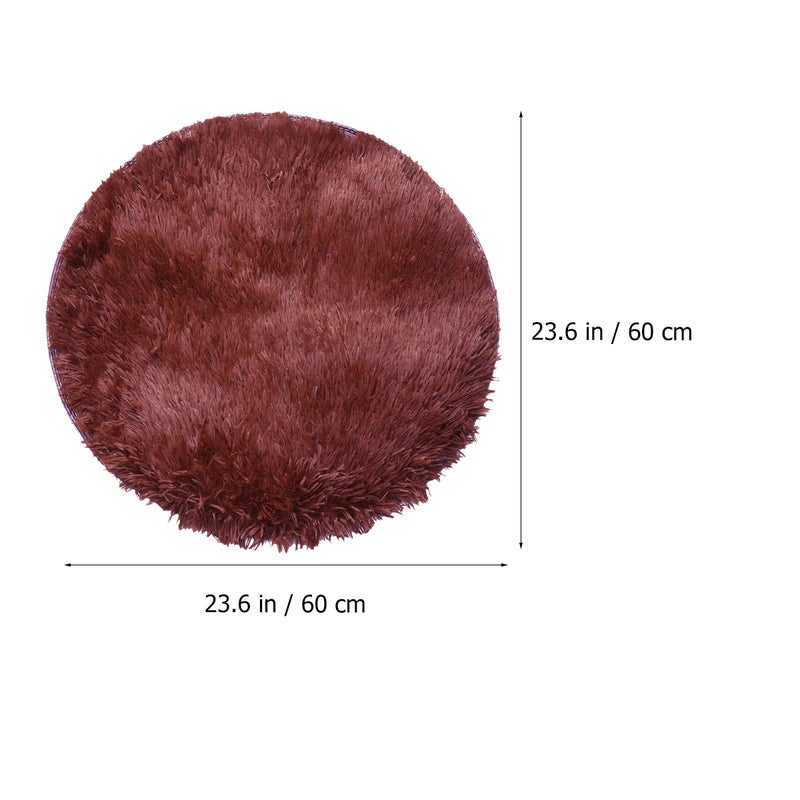 2pcs 60cm Winter Plush Warm Pet Pad Round Indoor Pet Dog Cushion Pet Supplies (Coffee) - Image 3