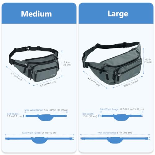 ProCase Fanny Pack Waist Packs for Men Women, Waist Bag Hip Pack for Travel Hiking Running Outdoor Sports -Grey, Medium - Image 5