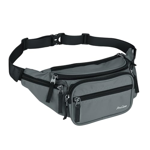 ProCase Fanny Pack Waist Packs for Men Women, Waist Bag Hip Pack for Travel Hiking Running Outdoor Sports -Grey, Medium - Image 1