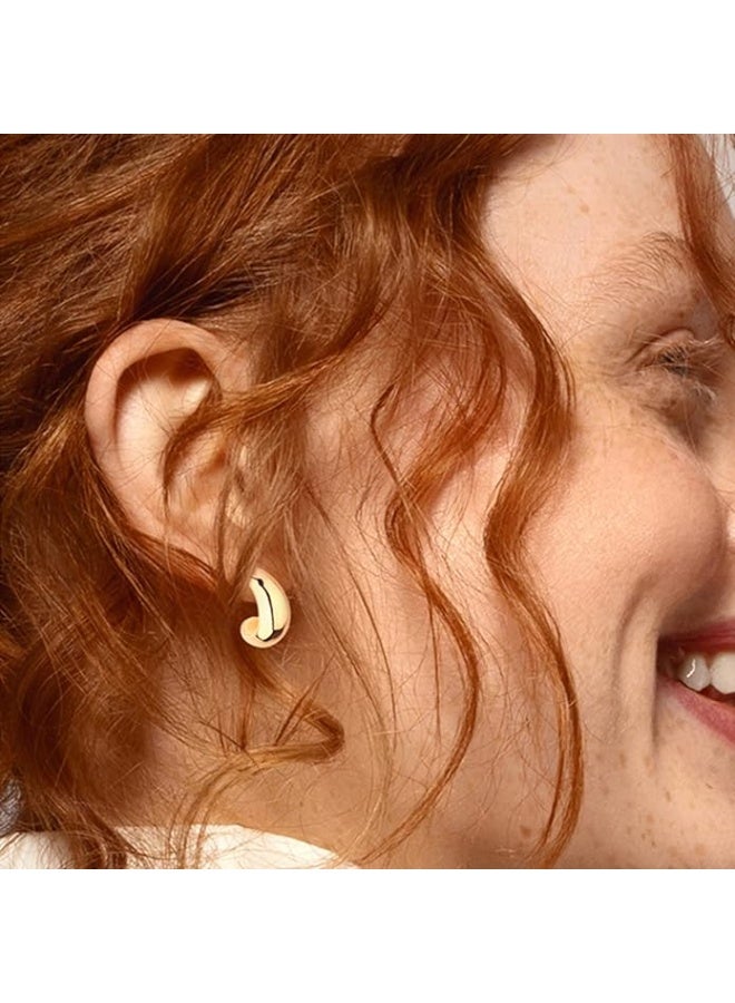 FIRST PRO 6 Pairs 14K Gold Hoop Earrings for Women Lightweight Chunky Hoop Earrings Multipack Hypoallergenic, Thick Open Twisted Huggie Hoops Earring Set Jewelry for Gifts. - Image 4