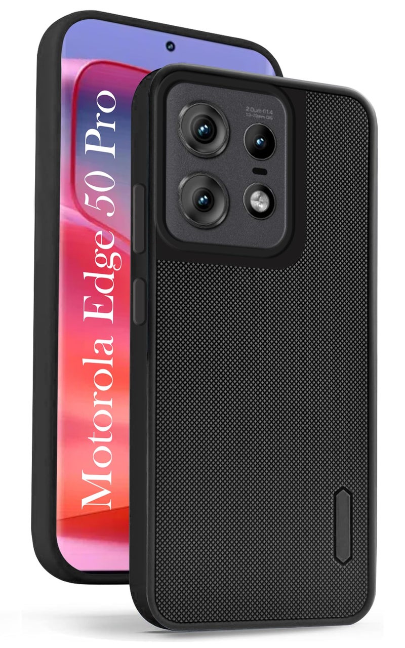 Jkobi Back Cover Case for Motorola Moto Edge 50 Pro (Textured Grip Design | Camera Protection | Slim and Light Weight | Soft Touch and Feel | Black) - Image 1