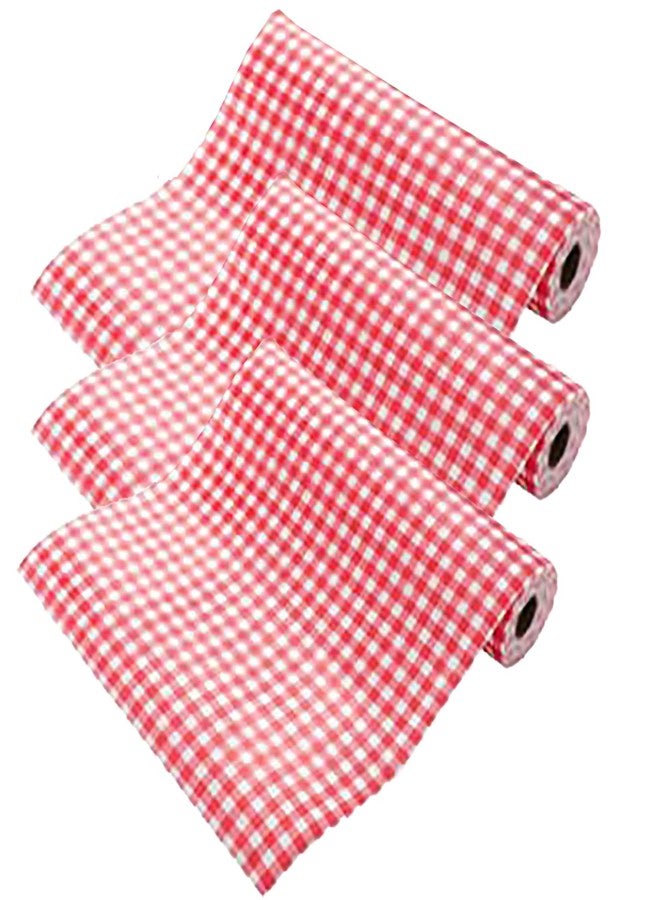 Alunsito Drawer and Shelf Liner, Non-Slip Kitchen Cabinet Liners Non-Adhesive Waterproof Washable Mats Protect Dresser Shelves Cupboard Bathroom Cabinets Plaid Red 11.8 * 118 Inches 3 Rolls - Image 1